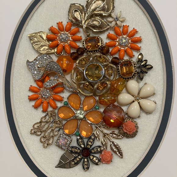 ORIGINAL JEWELRY ART COLLAGE IN FALL COLORS. UNIQUE HANDMADE OOAK GIFT 💝 IDEA - Picture 14 of 16